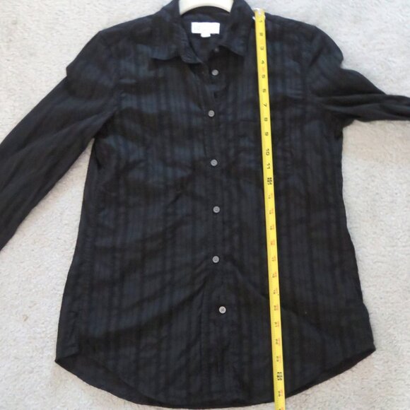 Gap Black Size XS Crinkle Fitted Boyfriend 100% Cotton Button Up Shirt Blouse XS - Picture 11 of 14